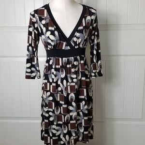 Candy Rain Geometric Empire Waist Midi Dress L